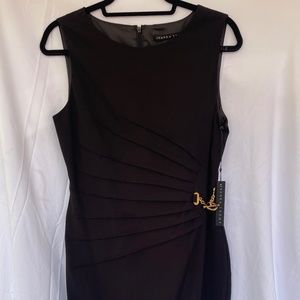 Ivanka Trump Black Lined Sleeveless Sunburst Sheath Cocktail Dress Sz 10 NWT
